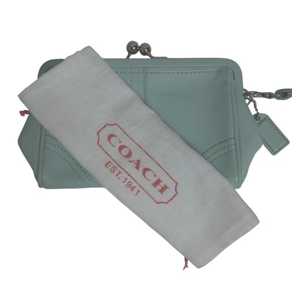 Vintage Coach SOHO Kiss Lock Change Purse Large Leather Framed Wristlet Dustbag - Picture 13 of 13